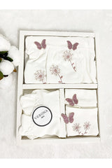 Premium Girls Organic Butterfly Embroidered 5 - Piece Newborn Clothing Set - 0 - 3 Months - TryAladdin