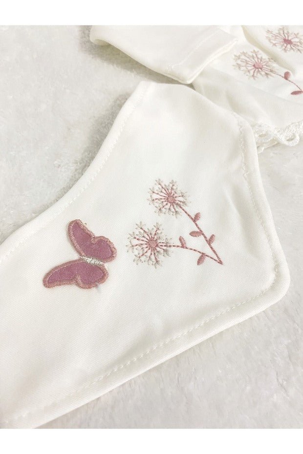 Premium Girls Organic Butterfly Embroidered 5 - Piece Newborn Clothing Set - 0 - 3 Months - TryAladdin