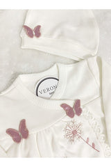 Premium Girls Organic Butterfly Embroidered 5 - Piece Newborn Clothing Set - 0 - 3 Months - TryAladdin