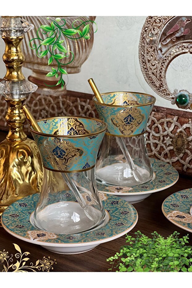 Premium Gold Patterned Turkish Tea & Coffee Set - 6 - Piece Set - TryAladdin