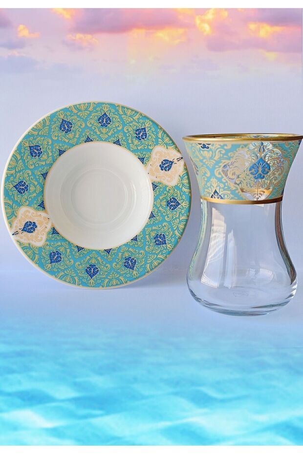 Premium Gold Patterned Turkish Tea & Coffee Set - 6 - Piece Set - TryAladdin