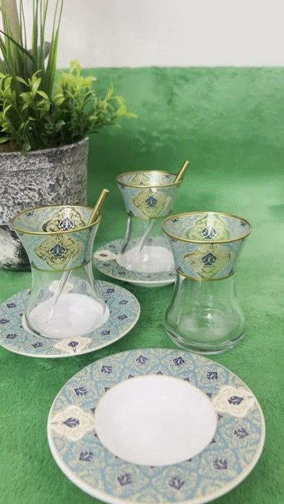 Premium Gold Patterned Turkish Tea & Coffee Set - 6 - Piece Set - TryAladdin