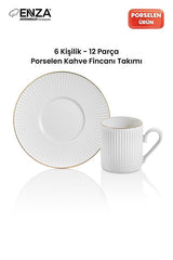Premium Gold Rim Porcelain Turkish Coffee Cup Set - Set of 6 - TryAladdin