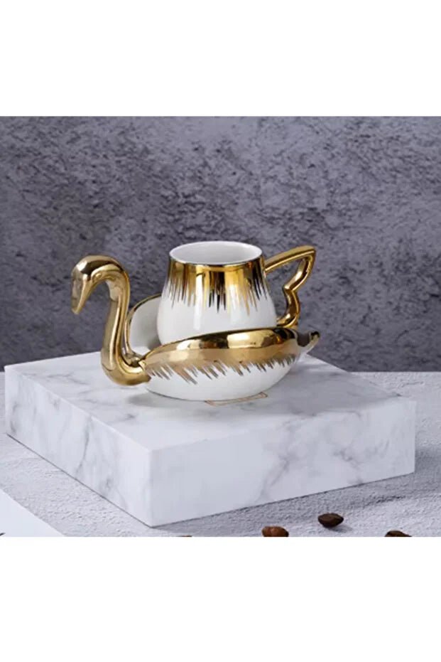 Premium Gold Swan Turkish Coffee Cup Set - Elegant Design - TryAladdin