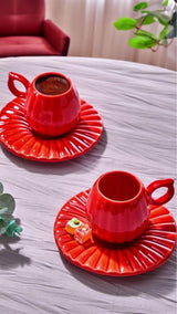 Premium Gourd Design Turkish Coffee Cup Set for Two - 4 - Piece Set - TryAladdin