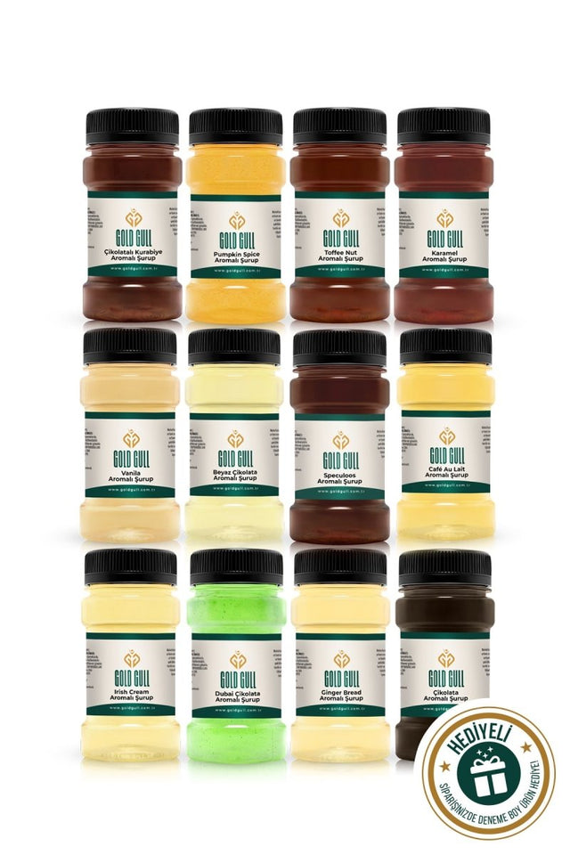 Premium Gourmet Flavored Coffee & Dessert Syrup Assortment - 12 x 80ml Bottles - TryAladdin