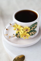 Premium Handcrafted 24K Gold Floral Ceramic Mug - 170ml - TryAladdin