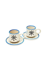 Premium Handcrafted Ceramic Turkish Coffee Cup Set - Snowflake Design - Set of 2 - TryAladdin