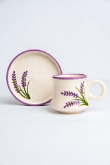Premium Handmade Artisan Ceramic Turkish Coffee Cup Set, Lavender Design - 6 - Piece Set - TryAladdin