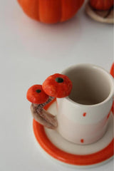 Premium Handmade Pumpkin Handle Ceramic Coffee Cup Set - 4 - Piece, 110ml - TryAladdin