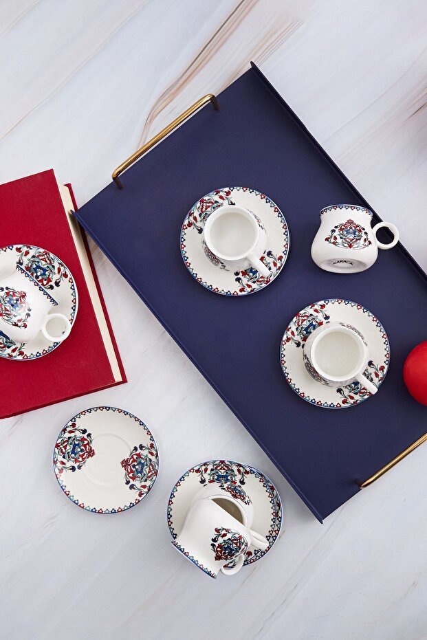 Premium Karaca Hattat Traditional Turkish Coffee Cup Set - 6 Person / 90ml - TryAladdin
