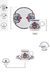 Premium Karaca Hattat Traditional Turkish Coffee Cup Set - 6 Person / 90ml - TryAladdin
