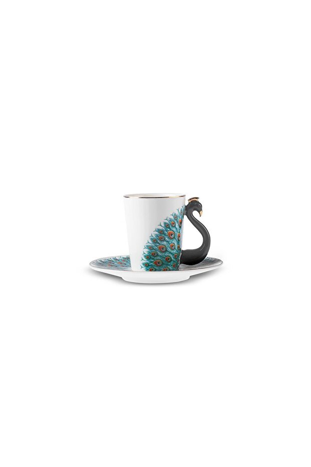 Premium Karaca Peacock Turkish Coffee Cup Set - 2 Cups 90ml - TryAladdin