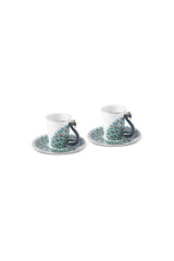 Premium Karaca Peacock Turkish Coffee Cup Set - 2 Cups 90ml - TryAladdin
