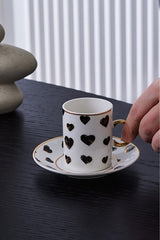 Premium Karaca Perry Heart Turkish Coffee Cup Set - 6 Person, 90ml - TryAladdin
