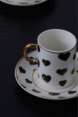 Premium Karaca Perry Heart Turkish Coffee Cup Set - 6 Person, 90ml - TryAladdin