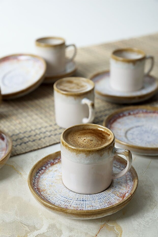 Premium Keramika Hydra Nordic 12 - Piece 6 - Person Ceramic Coffee Set - TryAladdin