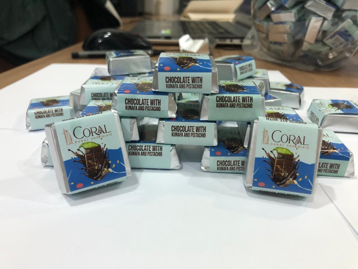 Premium Knafeh Pistachio Milk Chocolate Squares - 14g x 75 Count Round Box - TryAladdin