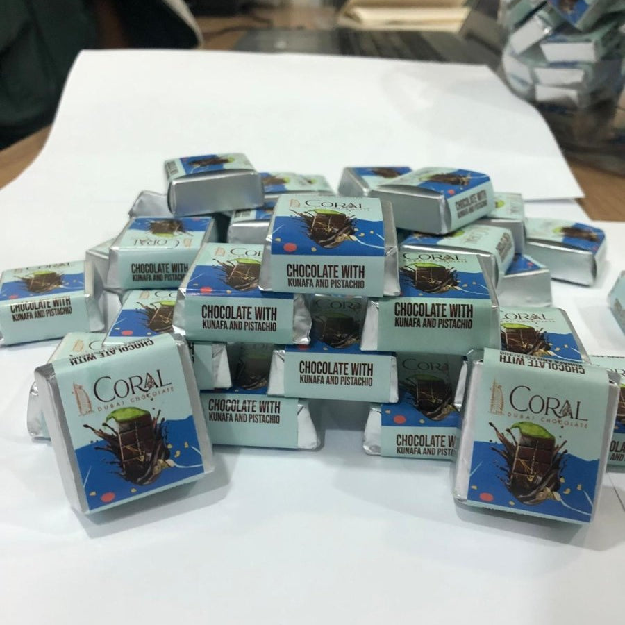 Premium Knafeh Pistachio Milk Chocolate Squares - 14g x 75 Count Round Box - TryAladdin