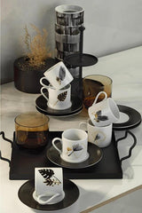 Premium Kutahya Porselen Golden Leaf Turkish Coffee Cup Set - 12 - Piece - TryAladdin