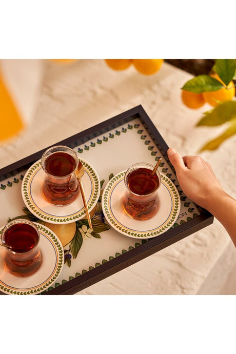 Premium Lemoncello Porcelain Tea Glass Set - 6 x 170ml - TryAladdin