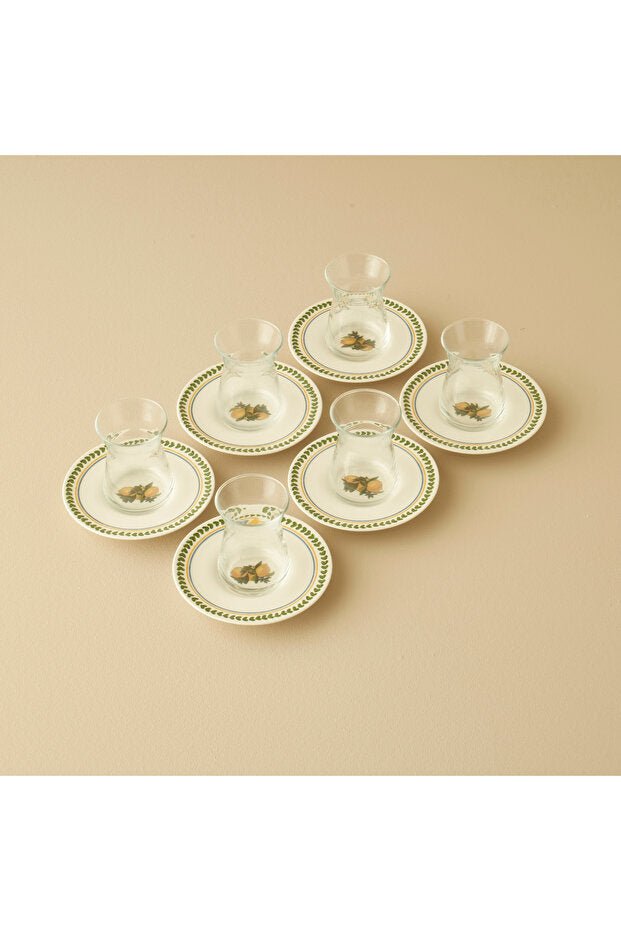 Premium Lemoncello Porcelain Tea Glass Set - 6 x 170ml - TryAladdin
