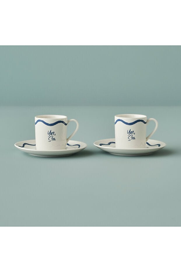 Premium Marine Porcelain Coffee Cup Set - 2 Piece - 90cc - TryAladdin