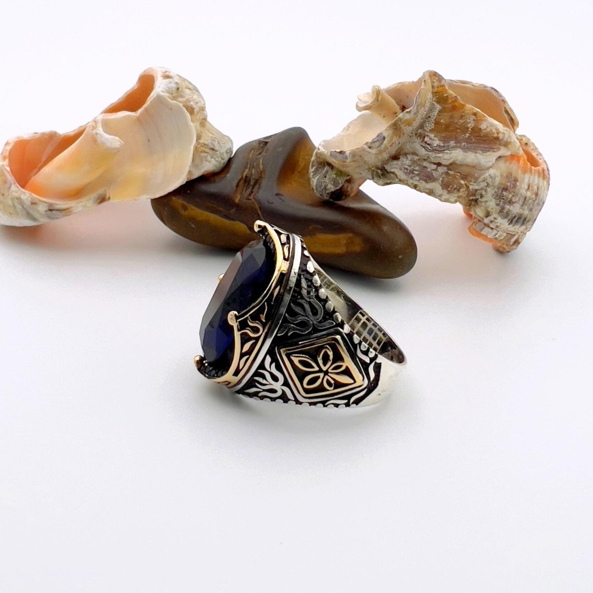 Premium Men's Blue Sapphire 925 Sterling Silver Ring | Turkish - Inspired Handcrafted Jewelry Gift - TryAladdin