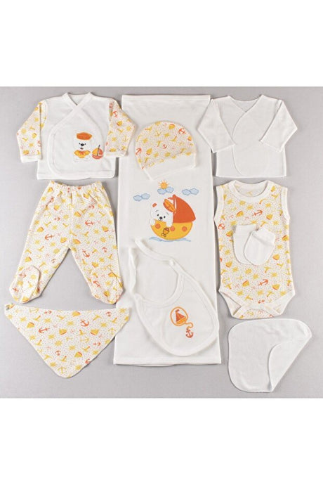 Premium Newborn 10 - Piece 100% Cotton Hospital Exit Set - Yellow Tropical Motif - 1 Set - TryAladdin