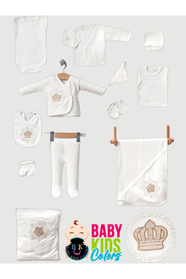 Premium Newborn 10 - Piece Embroidered Embellished Layette Set - TryAladdin