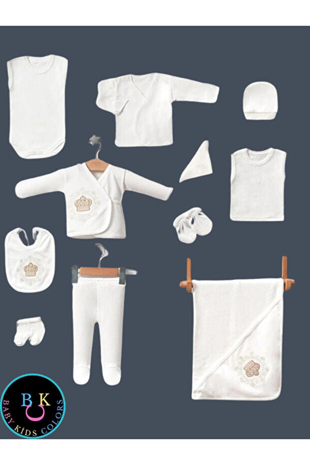 Premium Newborn 10 - Piece Embroidered Embellished Layette Set - TryAladdin