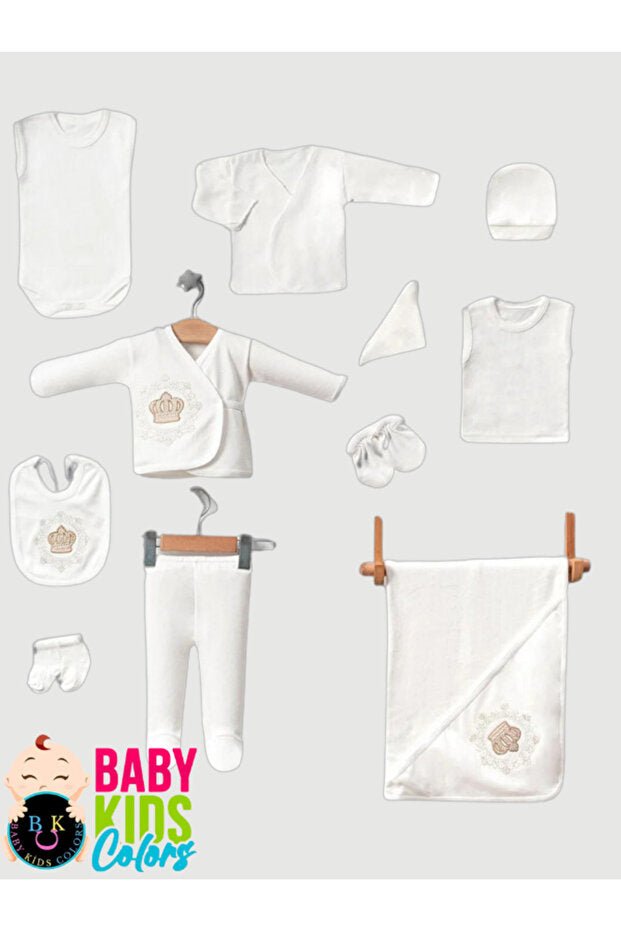 Premium Newborn 10 - Piece Embroidered Embellished Layette Set - TryAladdin