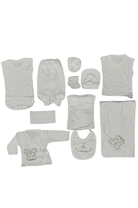 Premium Newborn 10 - Piece Layette Set - Unisex Butterfly Embroidery - TryAladdin
