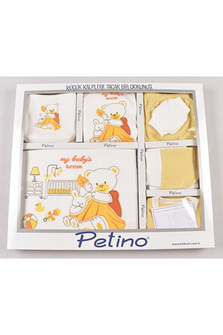 Premium Newborn 10 - Piece Yellow Embroidered Bear Layette Set - 100% Cotton - TryAladdin