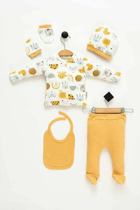 Premium Newborn 100% Cotton Printed Welcome Home Outfit - 5 - Piece Set - TryAladdin