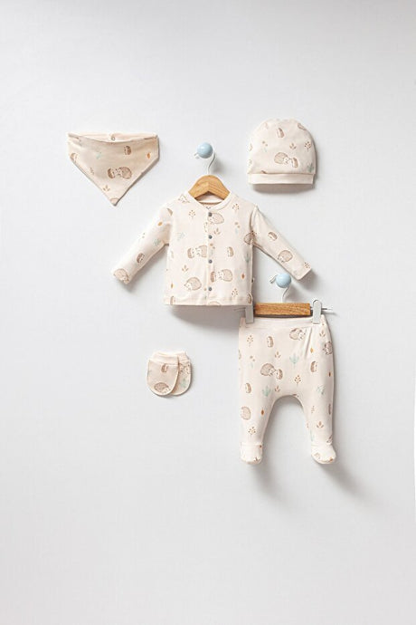Premium Newborn 5 - Piece Baby Hospital Exit Set - Hedgehog Print - 500g - TryAladdin