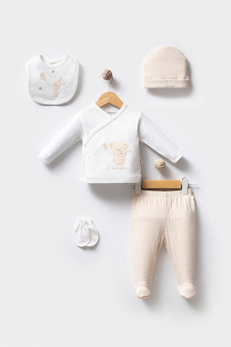 Premium Newborn 5 - Piece Bear Pattern Layette Set - TryAladdin