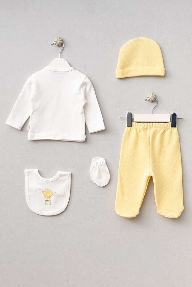 Premium Newborn 5 - Piece Hospital Exit Bodysuit Set - Balloon Rabbit Design - TryAladdin