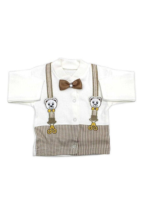 Premium Newborn Baby 5 - Piece Hospital Exit Set - Beige Bear Motif - TryAladdin