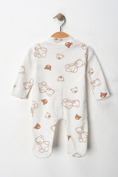 Premium Newborn Baby Bear Pattern 2 - Piece Jumpsuit Set - Khaki - TryAladdin