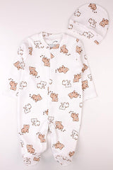 Premium Newborn Baby Bear Pattern Bodysuit & Hat Set - TryAladdin