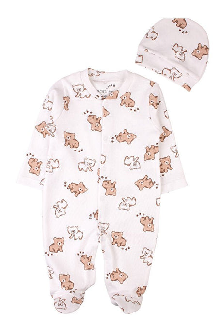 Premium Newborn Baby Bear Pattern Bodysuit & Hat Set - TryAladdin