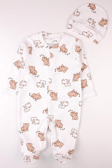 Premium Newborn Baby Bear Pattern Bodysuit & Hat Set - TryAladdin