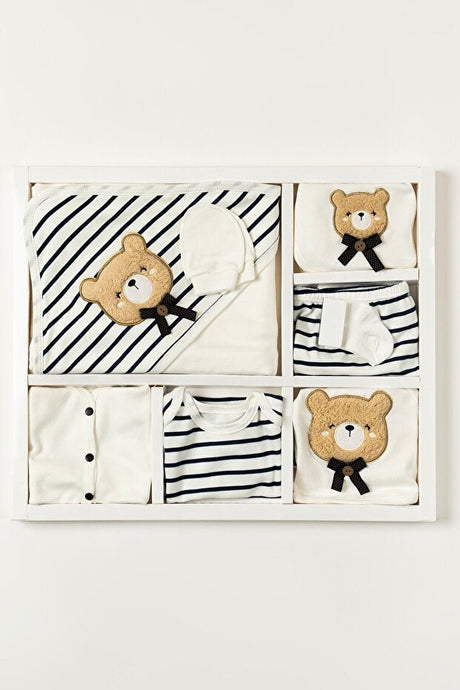 Premium Newborn Baby Boy 10 - Piece Cotton Bear Embroidered Layette Set - 10 Count - TryAladdin