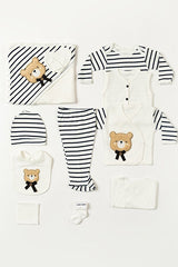Premium Newborn Baby Boy 10 - Piece Cotton Bear Embroidered Layette Set - 10 Count - TryAladdin