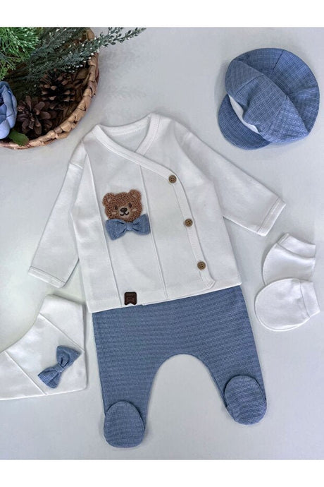 Premium Newborn Baby Boy 5 - Piece 100% Cotton Hospital Outfit Set - Infant Size - TryAladdin