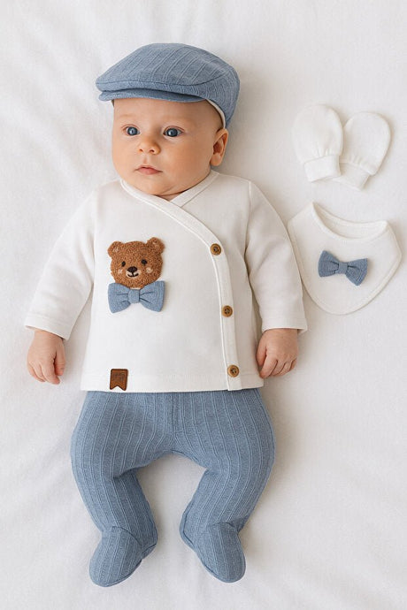 Premium Newborn Baby Boy 5 - Piece 100% Cotton Hospital Outfit Set - Infant Size - TryAladdin