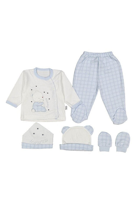 Premium Newborn Baby Boy 5 - Piece Blue Layette Set - TryAladdin