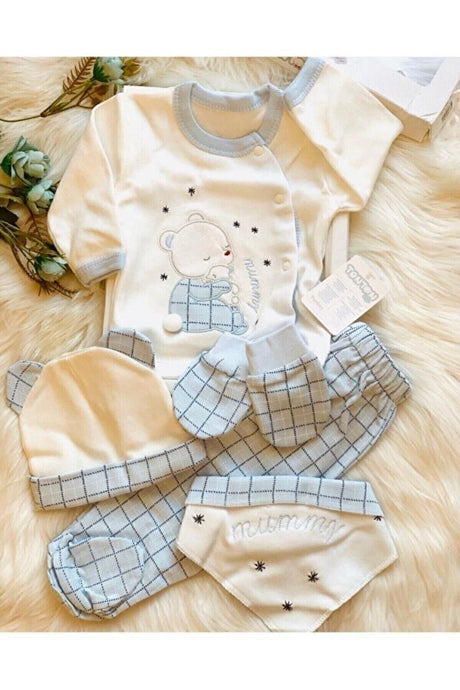 Premium Newborn Baby Boy 5 - Piece Blue Layette Set - TryAladdin