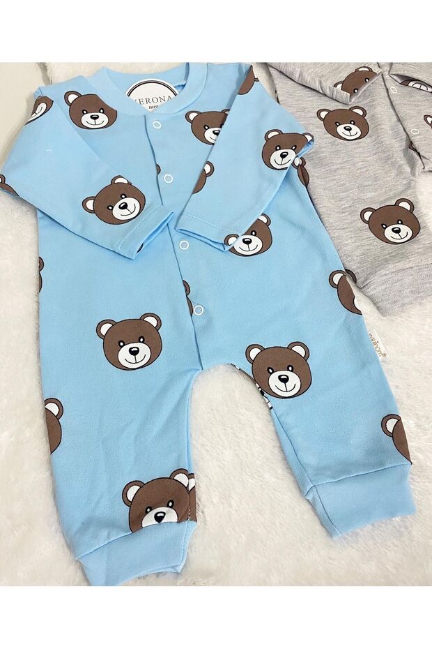 Premium Newborn Baby Boy Bear Print 2 - Piece Romper Set - TryAladdin